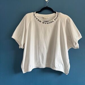 Vintage 90s Sonia Rykiel Crop T Shirt Women's Plus Size 2X White Paris Designer